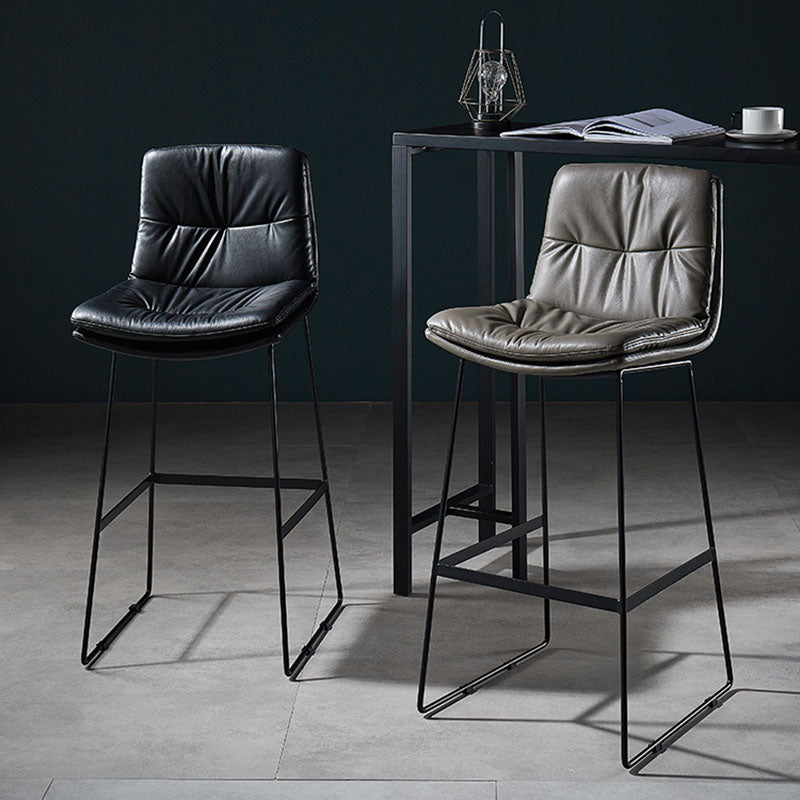 Scandinavian Matte Finish Leather Barstool Restaurant Upholstered Stool Clearhalo 'Bar Furniture' 'Bar Stools' 'bar_stools' 'furn' 'furn_bar_stools' 'Furniture' 'furniture_bar_stools' 'Kitchen & Dining Furniture' 4939878
