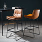 Scandinavian Matte Finish Leather Barstool Restaurant Upholstered Stool Clearhalo 'Bar Furniture' 'Bar Stools' 'bar_stools' 'furn' 'furn_bar_stools' 'Furniture' 'furniture_bar_stools' 'Kitchen & Dining Furniture' 4939879