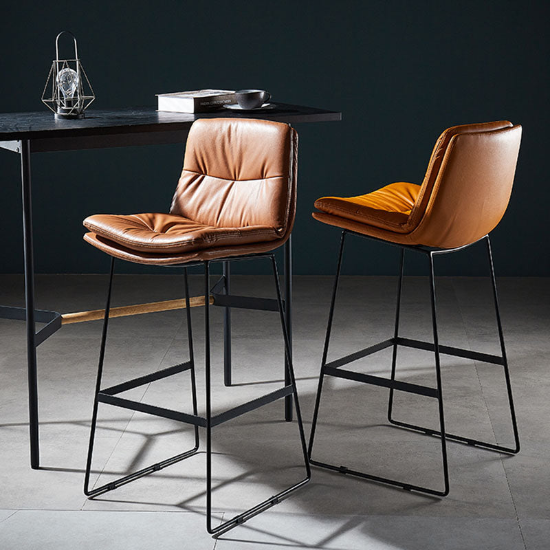 Scandinavian Matte Finish Leather Barstool Restaurant Upholstered Stool Clearhalo 'Bar Furniture' 'Bar Stools' 'bar_stools' 'furn' 'furn_bar_stools' 'Furniture' 'furniture_bar_stools' 'Kitchen & Dining Furniture' 4939879