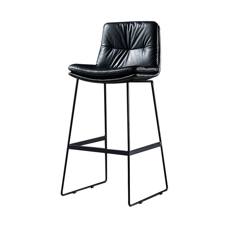 Scandinavian Matte Finish Leather Barstool Restaurant Upholstered Stool Black 1 Piece Bar Stool(30"H) Clearhalo 'Bar Furniture' 'Bar Stools' 'bar_stools' 'furn' 'furn_bar_stools' 'Furniture' 'furniture_bar_stools' 'Kitchen & Dining Furniture' 4939880