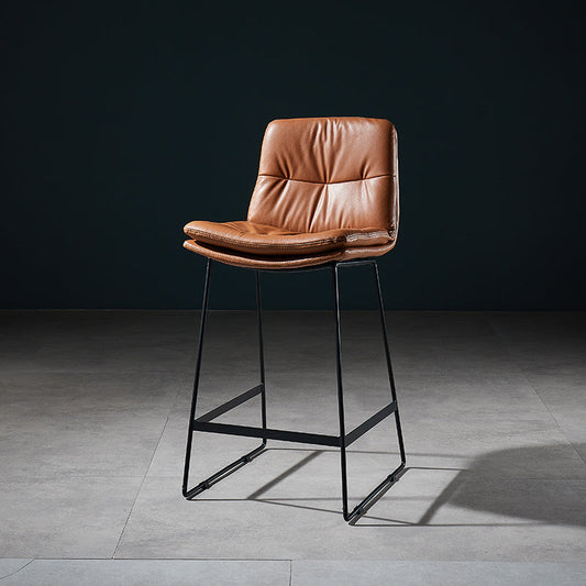 Scandinavian Matte Finish Leather Barstool Restaurant Upholstered Stool Clearhalo 'Bar Furniture' 'Bar Stools' 'bar_stools' 'furn' 'furn_bar_stools' 'Furniture' 'furniture_bar_stools' 'Kitchen & Dining Furniture' 4939883