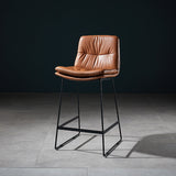 Scandinavian Matte Finish Leather Barstool Restaurant Upholstered Stool Clearhalo 'Bar Furniture' 'Bar Stools' 'bar_stools' 'furn' 'furn_bar_stools' 'Furniture' 'furniture_bar_stools' 'Kitchen & Dining Furniture' 4939883
