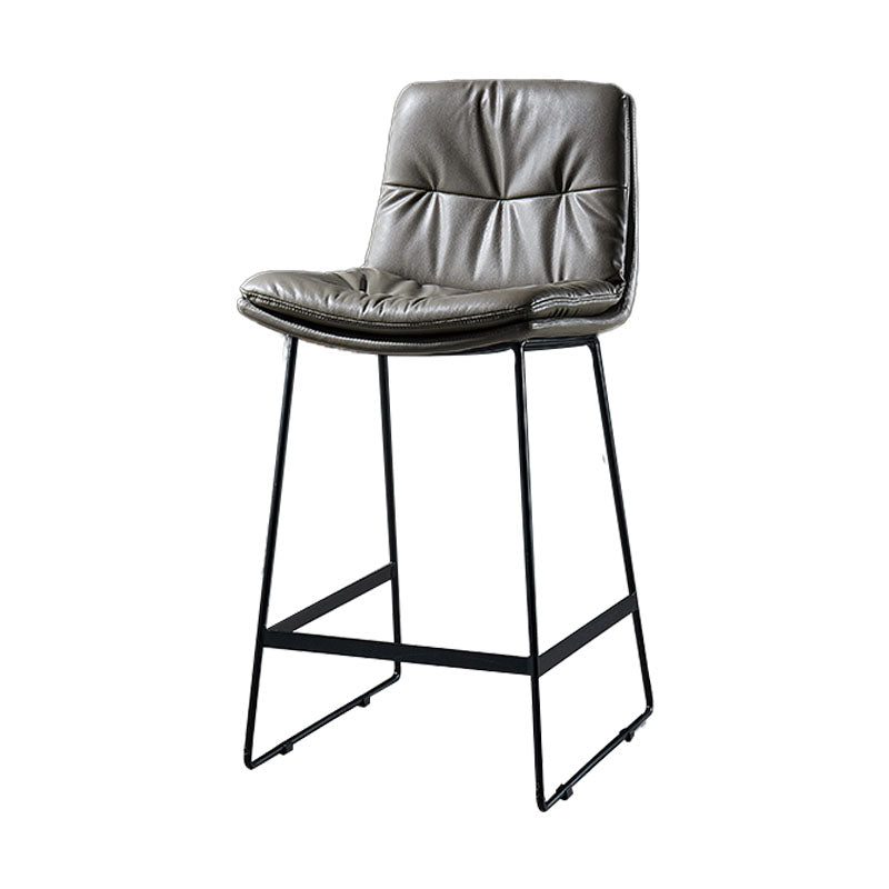 Scandinavian Matte Finish Leather Barstool Restaurant Upholstered Stool Dark Gray 1 Piece Counter Stool(26"H) Clearhalo 'Bar Furniture' 'Bar Stools' 'bar_stools' 'furn' 'furn_bar_stools' 'Furniture' 'furniture_bar_stools' 'Kitchen & Dining Furniture' 4939888