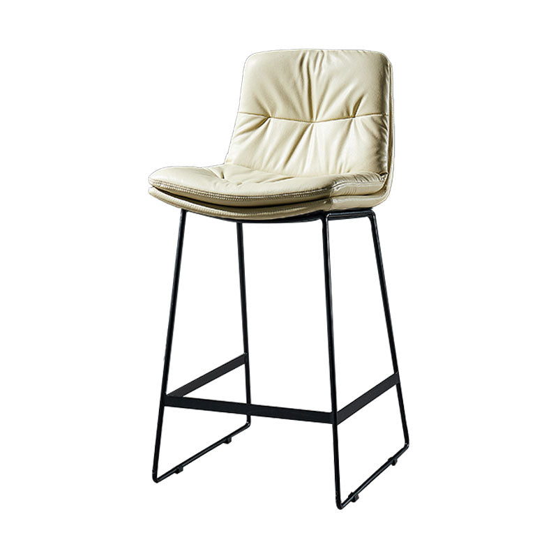 Scandinavian Matte Finish Leather Barstool Restaurant Upholstered Stool Beige 1 Piece Counter Stool(26"H) Clearhalo 'Bar Furniture' 'Bar Stools' 'bar_stools' 'furn' 'furn_bar_stools' 'Furniture' 'furniture_bar_stools' 'Kitchen & Dining Furniture' 4939889