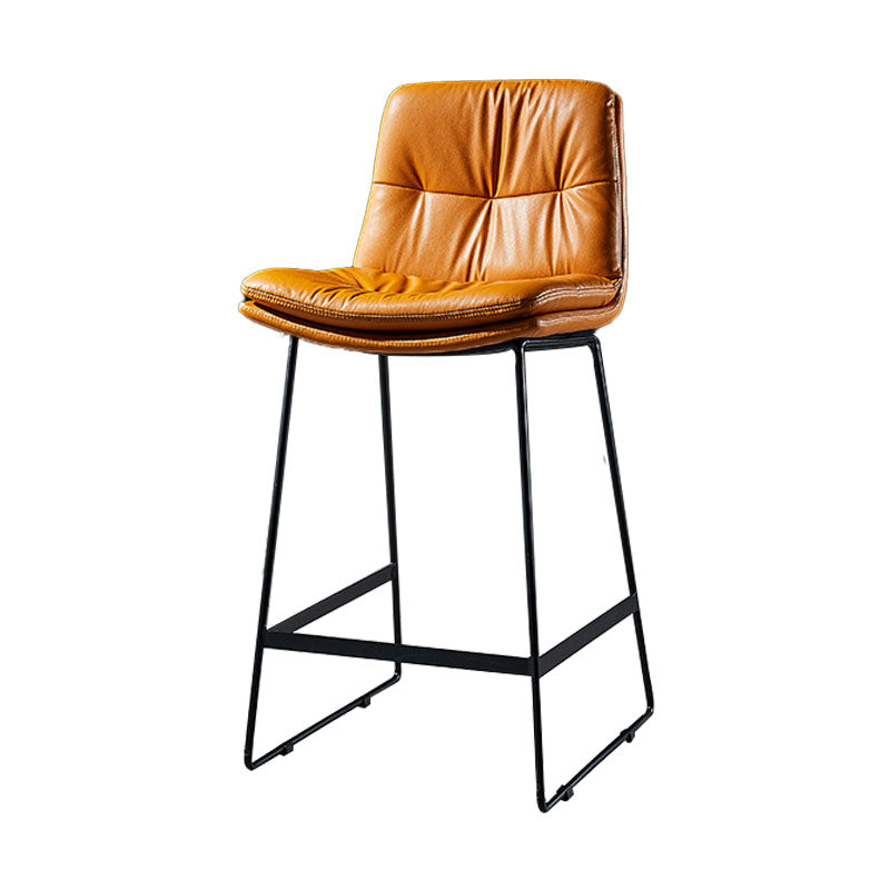 Scandinavian Matte Finish Leather Barstool Restaurant Upholstered Stool Orange 1 Piece Counter Stool(26"H) Clearhalo 'Bar Furniture' 'Bar Stools' 'bar_stools' 'furn' 'furn_bar_stools' 'Furniture' 'furniture_bar_stools' 'Kitchen & Dining Furniture' 4939890