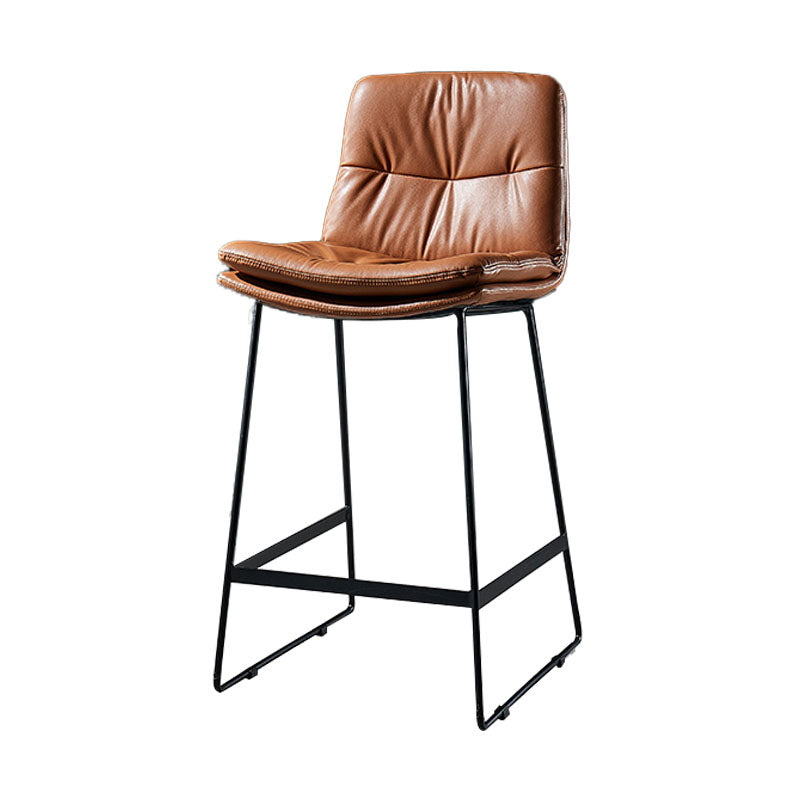 Scandinavian Matte Finish Leather Barstool Restaurant Upholstered Stool Brown 1 Piece Counter Stool(26"H) Clearhalo 'Bar Furniture' 'Bar Stools' 'bar_stools' 'furn' 'furn_bar_stools' 'Furniture' 'furniture_bar_stools' 'Kitchen & Dining Furniture' 4939894