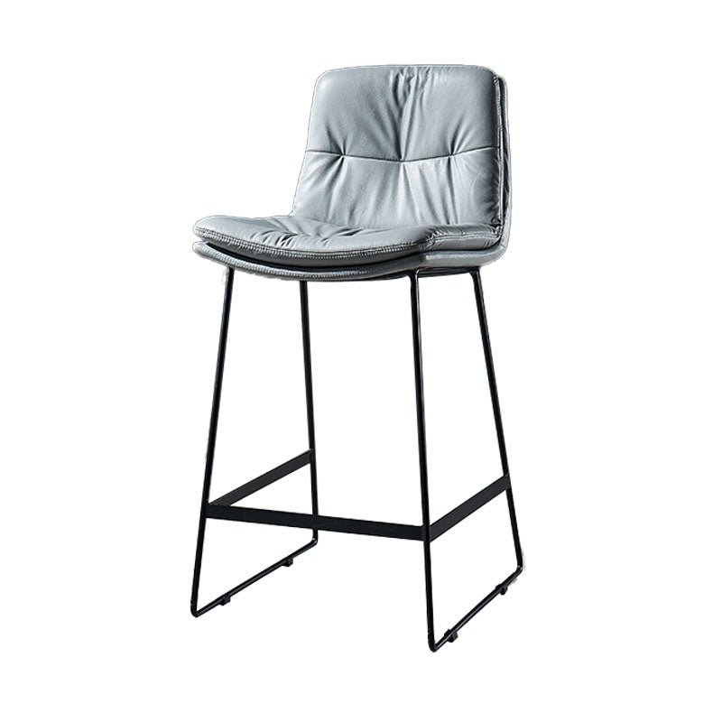 Scandinavian Matte Finish Leather Barstool Restaurant Upholstered Stool Light Gray 1 Piece Counter Stool(26"H) Clearhalo 'Bar Furniture' 'Bar Stools' 'bar_stools' 'furn' 'furn_bar_stools' 'Furniture' 'furniture_bar_stools' 'Kitchen & Dining Furniture' 4939895
