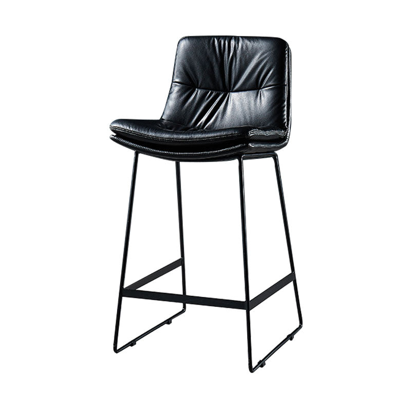 Scandinavian Matte Finish Leather Barstool Restaurant Upholstered Stool Black 1 Piece Counter Stool(26"H) Clearhalo 'Bar Furniture' 'Bar Stools' 'bar_stools' 'furn' 'furn_bar_stools' 'Furniture' 'furniture_bar_stools' 'Kitchen & Dining Furniture' 4939896