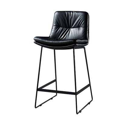 Scandinavian Matte Finish Leather Barstool Restaurant Upholstered Stool Black 1 Piece Counter Stool(26"H) Clearhalo 'Bar Furniture' 'Bar Stools' 'bar_stools' 'furn' 'furn_bar_stools' 'Furniture' 'furniture_bar_stools' 'Kitchen & Dining Furniture' 4939896
