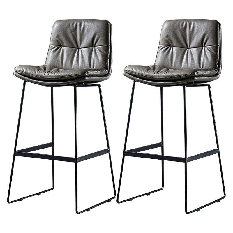 Scandinavian Matte Finish Leather Barstool Restaurant Upholstered Stool Dark Gray 2 Piece Set Bar Stool(30"H) Clearhalo 'Bar Furniture' 'Bar Stools' 'bar_stools' 'furn' 'furn_bar_stools' 'Furniture' 'furniture_bar_stools' 'Kitchen & Dining Furniture' 4939900