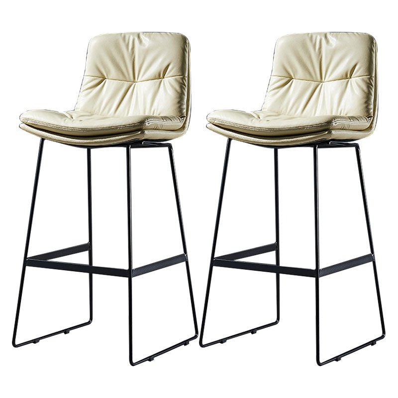 Scandinavian Matte Finish Leather Barstool Restaurant Upholstered Stool Beige 2 Piece Set Bar Stool(30"H) Clearhalo 'Bar Furniture' 'Bar Stools' 'bar_stools' 'furn' 'furn_bar_stools' 'Furniture' 'furniture_bar_stools' 'Kitchen & Dining Furniture' 4939901