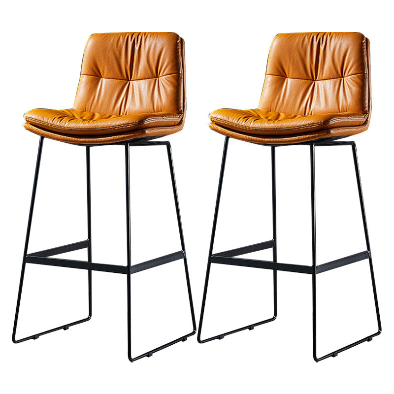 Scandinavian Matte Finish Leather Barstool Restaurant Upholstered Stool Orange 2 Piece Set Bar Stool(30"H) Clearhalo 'Bar Furniture' 'Bar Stools' 'bar_stools' 'furn' 'furn_bar_stools' 'Furniture' 'furniture_bar_stools' 'Kitchen & Dining Furniture' 4939902