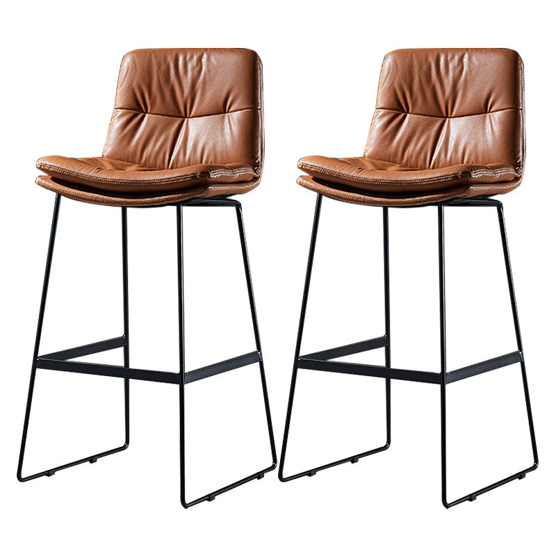 Scandinavian Matte Finish Leather Barstool Restaurant Upholstered Stool Brown 2 Piece Set Bar Stool(30"H) Clearhalo 'Bar Furniture' 'Bar Stools' 'bar_stools' 'furn' 'furn_bar_stools' 'Furniture' 'furniture_bar_stools' 'Kitchen & Dining Furniture' 4939906