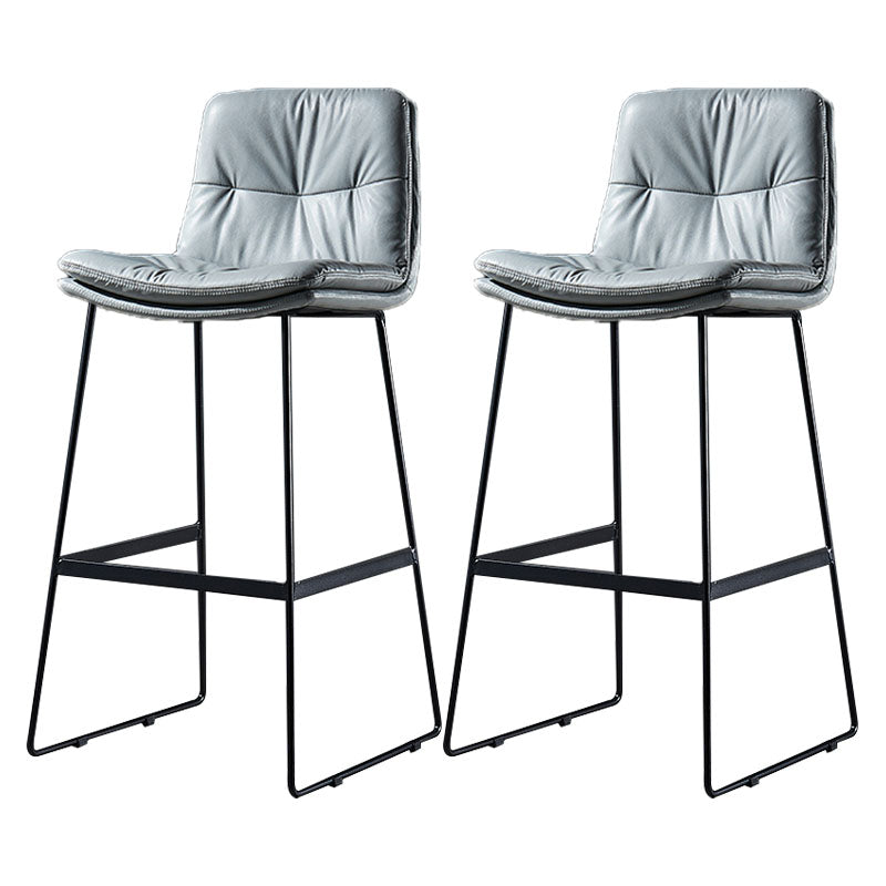 Scandinavian Matte Finish Leather Barstool Restaurant Upholstered Stool Light Gray 2 Piece Set Bar Stool(30"H) Clearhalo 'Bar Furniture' 'Bar Stools' 'bar_stools' 'furn' 'furn_bar_stools' 'Furniture' 'furniture_bar_stools' 'Kitchen & Dining Furniture' 4939907