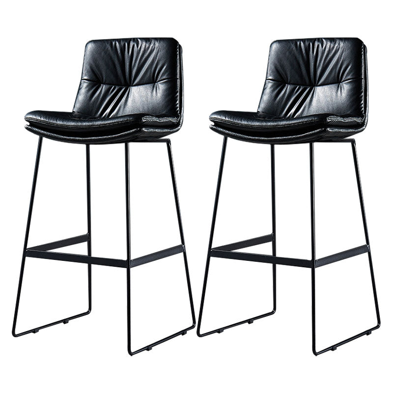 Scandinavian Matte Finish Leather Barstool Restaurant Upholstered Stool Black 2 Piece Set Bar Stool(30"H) Clearhalo 'Bar Furniture' 'Bar Stools' 'bar_stools' 'furn' 'furn_bar_stools' 'Furniture' 'furniture_bar_stools' 'Kitchen & Dining Furniture' 4939908