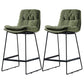 Scandinavian Matte Finish Leather Barstool Restaurant Upholstered Stool Blackish Green 2 Piece Set Counter Stool(26"H) Clearhalo 'Bar Furniture' 'Bar Stools' 'bar_stools' 'furn' 'furn_bar_stools' 'Furniture' 'furniture_bar_stools' 'Kitchen & Dining Furniture' 4939910
