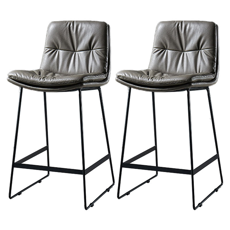 Scandinavian Matte Finish Leather Barstool Restaurant Upholstered Stool Dark Gray 2 Piece Set Counter Stool(26"H) Clearhalo 'Bar Furniture' 'Bar Stools' 'bar_stools' 'furn' 'furn_bar_stools' 'Furniture' 'furniture_bar_stools' 'Kitchen & Dining Furniture' 4939912