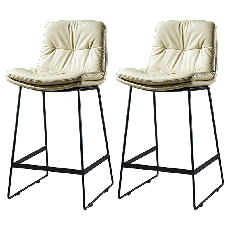 Scandinavian Matte Finish Leather Barstool Restaurant Upholstered Stool Beige 2 Piece Set Counter Stool(26"H) Clearhalo 'Bar Furniture' 'Bar Stools' 'bar_stools' 'furn' 'furn_bar_stools' 'Furniture' 'furniture_bar_stools' 'Kitchen & Dining Furniture' 4939913