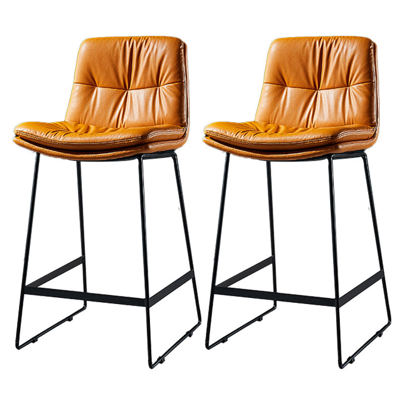 Scandinavian Matte Finish Leather Barstool Restaurant Upholstered Stool Orange 2 Piece Set Counter Stool(26"H) Clearhalo 'Bar Furniture' 'Bar Stools' 'bar_stools' 'furn' 'furn_bar_stools' 'Furniture' 'furniture_bar_stools' 'Kitchen & Dining Furniture' 4939914