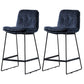 Scandinavian Matte Finish Leather Barstool Restaurant Upholstered Stool Navy Blue 2 Piece Set Counter Stool(26"H) Clearhalo 'Bar Furniture' 'Bar Stools' 'bar_stools' 'furn' 'furn_bar_stools' 'Furniture' 'furniture_bar_stools' 'Kitchen & Dining Furniture' 4939916