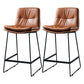 Scandinavian Matte Finish Leather Barstool Restaurant Upholstered Stool Brown 2 Piece Set Counter Stool(26"H) Clearhalo 'Bar Furniture' 'Bar Stools' 'bar_stools' 'furn' 'furn_bar_stools' 'Furniture' 'furniture_bar_stools' 'Kitchen & Dining Furniture' 4939918