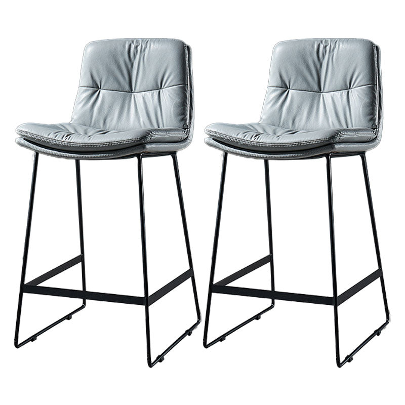 Scandinavian Matte Finish Leather Barstool Restaurant Upholstered Stool Light Gray 2 Piece Set Counter Stool(26"H) Clearhalo 'Bar Furniture' 'Bar Stools' 'bar_stools' 'furn' 'furn_bar_stools' 'Furniture' 'furniture_bar_stools' 'Kitchen & Dining Furniture' 4939919