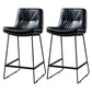 Scandinavian Matte Finish Leather Barstool Restaurant Upholstered Stool Black 2 Piece Set Counter Stool(26"H) Clearhalo 'Bar Furniture' 'Bar Stools' 'bar_stools' 'furn' 'furn_bar_stools' 'Furniture' 'furniture_bar_stools' 'Kitchen & Dining Furniture' 4939920