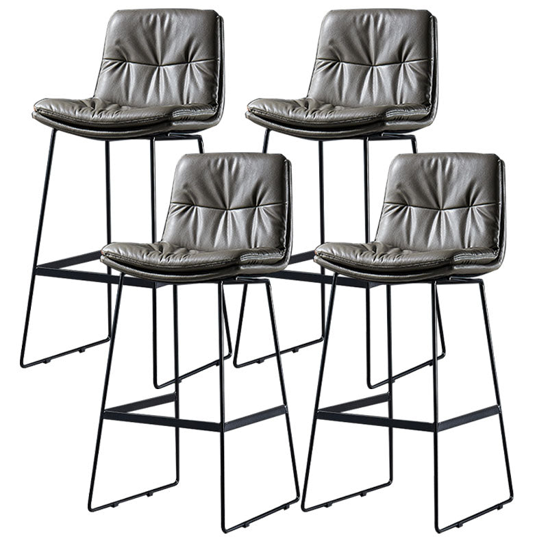 Scandinavian Matte Finish Leather Barstool Restaurant Upholstered Stool Dark Gray 4 Piece Set Bar Stool(30"H) Clearhalo 'Bar Furniture' 'Bar Stools' 'bar_stools' 'furn' 'furn_bar_stools' 'Furniture' 'furniture_bar_stools' 'Kitchen & Dining Furniture' 4939924