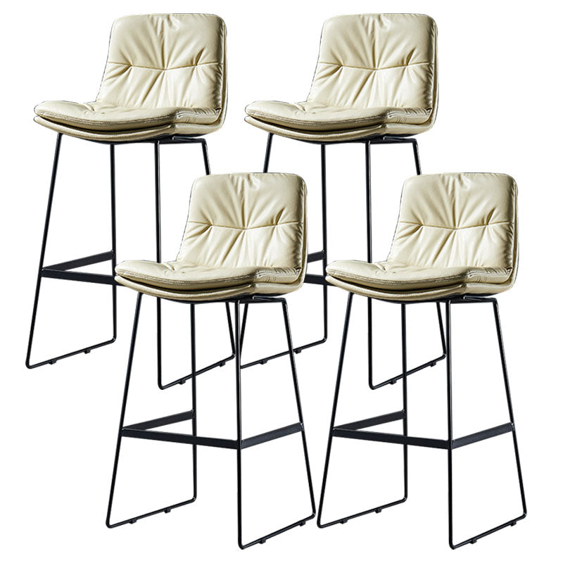 Scandinavian Matte Finish Leather Barstool Restaurant Upholstered Stool Beige 4 Piece Set Bar Stool(30"H) Clearhalo 'Bar Furniture' 'Bar Stools' 'bar_stools' 'furn' 'furn_bar_stools' 'Furniture' 'furniture_bar_stools' 'Kitchen & Dining Furniture' 4939925