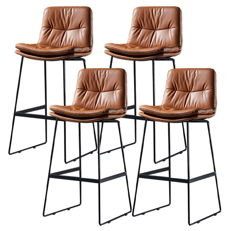 Scandinavian Matte Finish Leather Barstool Restaurant Upholstered Stool Brown 4 Piece Set Bar Stool(30"H) Clearhalo 'Bar Furniture' 'Bar Stools' 'bar_stools' 'furn' 'furn_bar_stools' 'Furniture' 'furniture_bar_stools' 'Kitchen & Dining Furniture' 4939930