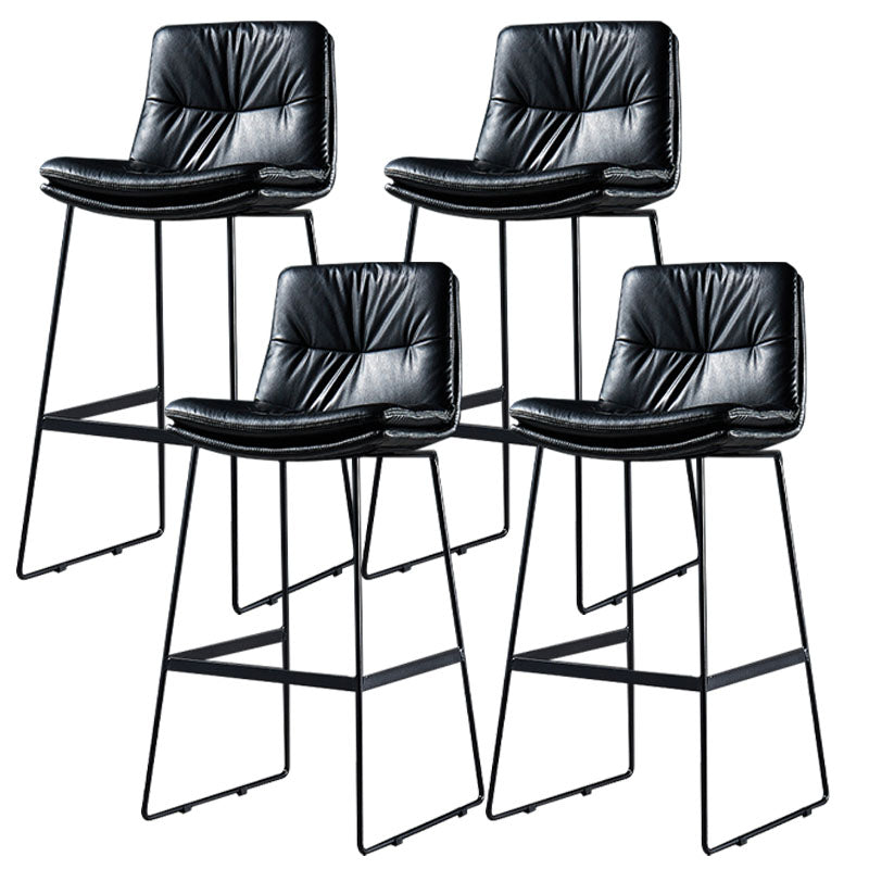 Scandinavian Matte Finish Leather Barstool Restaurant Upholstered Stool Black 4 Piece Set Bar Stool(30"H) Clearhalo 'Bar Furniture' 'Bar Stools' 'bar_stools' 'furn' 'furn_bar_stools' 'Furniture' 'furniture_bar_stools' 'Kitchen & Dining Furniture' 4939932