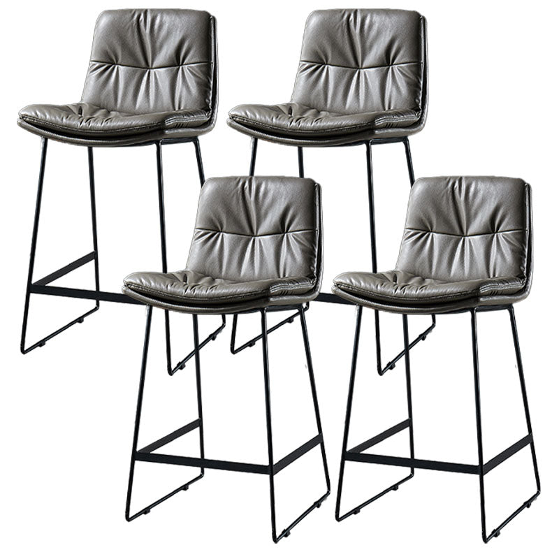 Scandinavian Matte Finish Leather Barstool Restaurant Upholstered Stool Dark Gray 4 Piece Set Counter Stool(26"H) Clearhalo 'Bar Furniture' 'Bar Stools' 'bar_stools' 'furn' 'furn_bar_stools' 'Furniture' 'furniture_bar_stools' 'Kitchen & Dining Furniture' 4939936