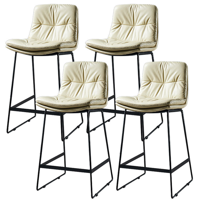 Scandinavian Matte Finish Leather Barstool Restaurant Upholstered Stool Beige 4 Piece Set Counter Stool(26"H) Clearhalo 'Bar Furniture' 'Bar Stools' 'bar_stools' 'furn' 'furn_bar_stools' 'Furniture' 'furniture_bar_stools' 'Kitchen & Dining Furniture' 4939937