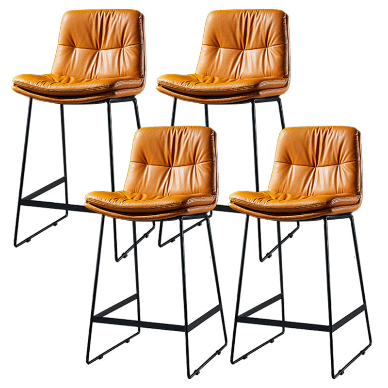 Scandinavian Matte Finish Leather Barstool Restaurant Upholstered Stool Orange 4 Piece Set Counter Stool(26"H) Clearhalo 'Bar Furniture' 'Bar Stools' 'bar_stools' 'furn' 'furn_bar_stools' 'Furniture' 'furniture_bar_stools' 'Kitchen & Dining Furniture' 4939938