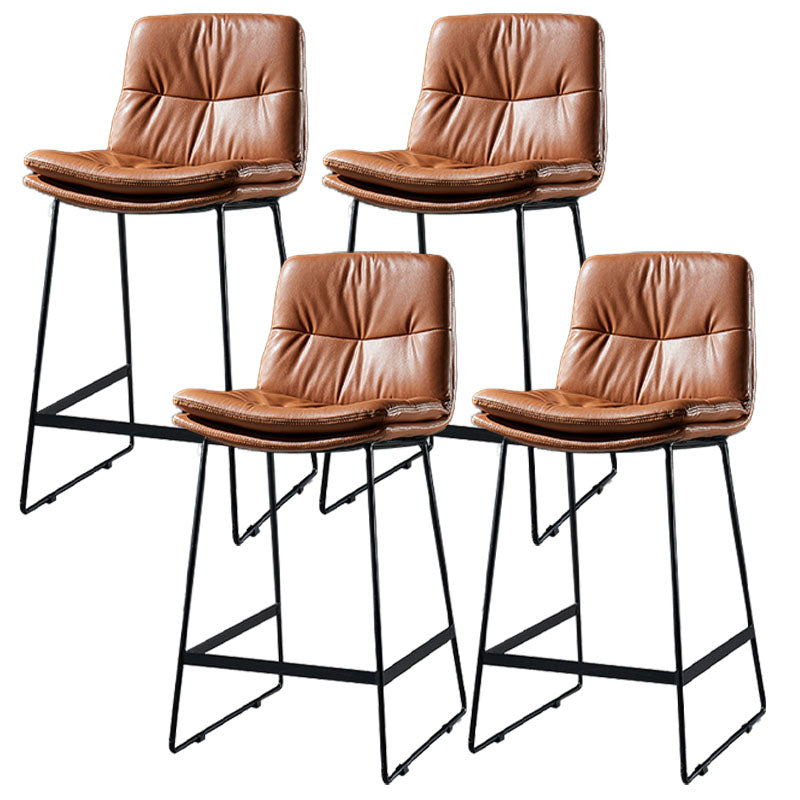 Scandinavian Matte Finish Leather Barstool Restaurant Upholstered Stool Brown 4 Piece Set Counter Stool(26"H) Clearhalo 'Bar Furniture' 'Bar Stools' 'bar_stools' 'furn' 'furn_bar_stools' 'Furniture' 'furniture_bar_stools' 'Kitchen & Dining Furniture' 4939942