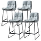 Scandinavian Matte Finish Leather Barstool Restaurant Upholstered Stool Light Gray 4 Piece Set Counter Stool(26"H) Clearhalo 'Bar Furniture' 'Bar Stools' 'bar_stools' 'furn' 'furn_bar_stools' 'Furniture' 'furniture_bar_stools' 'Kitchen & Dining Furniture' 4939943