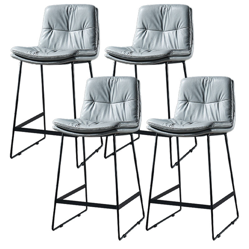 Scandinavian Matte Finish Leather Barstool Restaurant Upholstered Stool Light Gray 4 Piece Set Counter Stool(26"H) Clearhalo 'Bar Furniture' 'Bar Stools' 'bar_stools' 'furn' 'furn_bar_stools' 'Furniture' 'furniture_bar_stools' 'Kitchen & Dining Furniture' 4939943