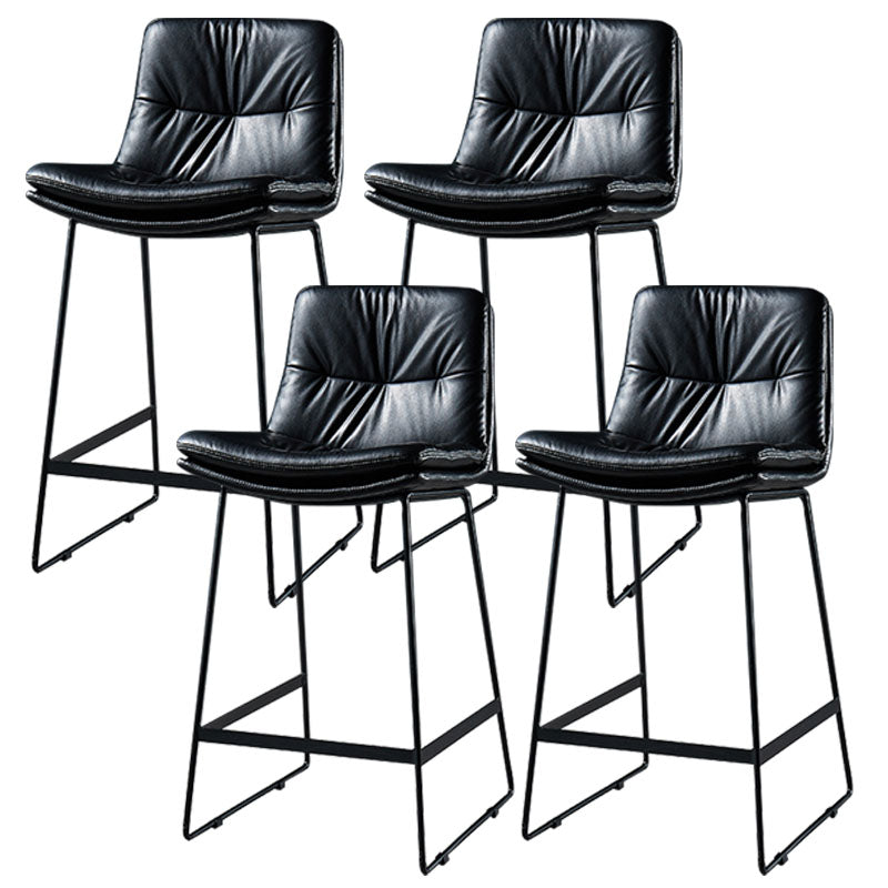 Scandinavian Matte Finish Leather Barstool Restaurant Upholstered Stool Black 4 Piece Set Counter Stool(26"H) Clearhalo 'Bar Furniture' 'Bar Stools' 'bar_stools' 'furn' 'furn_bar_stools' 'Furniture' 'furniture_bar_stools' 'Kitchen & Dining Furniture' 4939944