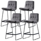 Scandinavian Matte Finish Leather Barstool Restaurant Upholstered Stool Silver Gray 4 Piece Set Counter Stool(26"H) Clearhalo 'Bar Furniture' 'Bar Stools' 'bar_stools' 'furn' 'furn_bar_stools' 'Furniture' 'furniture_bar_stools' 'Kitchen & Dining Furniture' 4939945