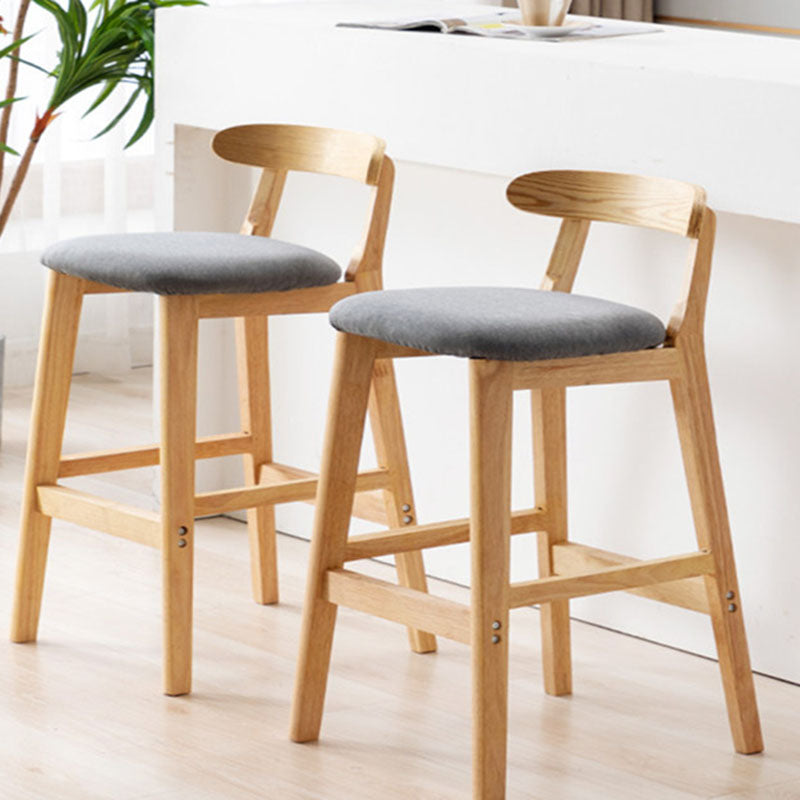 Scandinavian Rubberwood Home Barstool Matte Finish Upholstered Stool Clearhalo 'Bar Furniture' 'Bar Stools' 'bar_stools' 'Furniture' 'furniture_bar_stools' 'Kitchen & Dining Furniture' 4939948