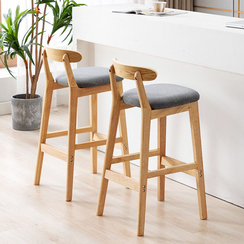 Scandinavian Rubberwood Home Barstool Matte Finish Upholstered Stool Clearhalo 'Bar Furniture' 'Bar Stools' 'bar_stools' 'Furniture' 'furniture_bar_stools' 'Kitchen & Dining Furniture' 4939950