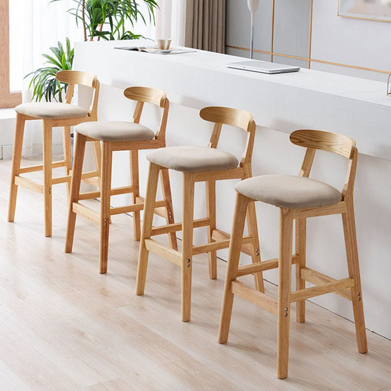 Scandinavian Rubberwood Home Barstool Matte Finish Upholstered Stool Clearhalo 'Bar Furniture' 'Bar Stools' 'bar_stools' 'Furniture' 'furniture_bar_stools' 'Kitchen & Dining Furniture' 4939953