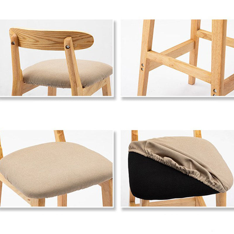Scandinavian Rubberwood Home Barstool Matte Finish Upholstered Stool Clearhalo 'Bar Furniture' 'Bar Stools' 'bar_stools' 'Furniture' 'furniture_bar_stools' 'Kitchen & Dining Furniture' 4939954