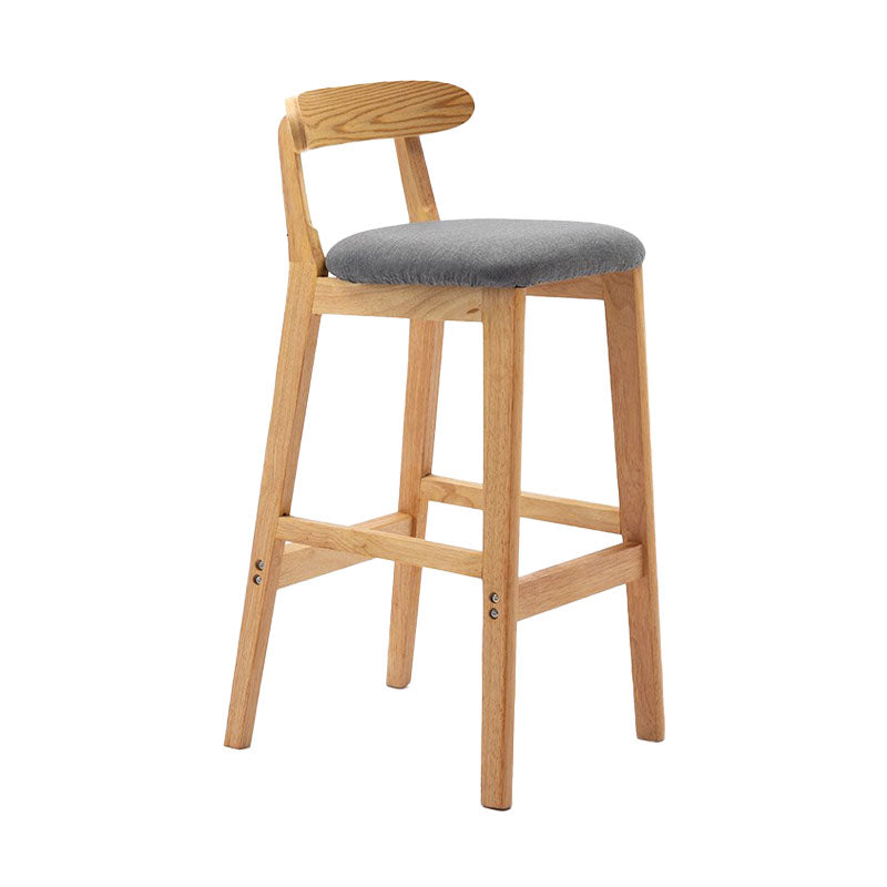 Scandinavian Rubberwood Home Barstool Matte Finish Upholstered Stool Smoke Gray 1 Piece Clearhalo 'Bar Furniture' 'Bar Stools' 'bar_stools' 'Furniture' 'furniture_bar_stools' 'Kitchen & Dining Furniture' 4939955
