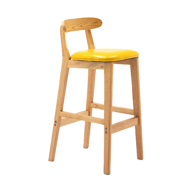 Scandinavian Rubberwood Home Barstool Matte Finish Upholstered Stool Yellow 1 Piece Clearhalo 'Bar Furniture' 'Bar Stools' 'bar_stools' 'Furniture' 'furniture_bar_stools' 'Kitchen & Dining Furniture' 4939959