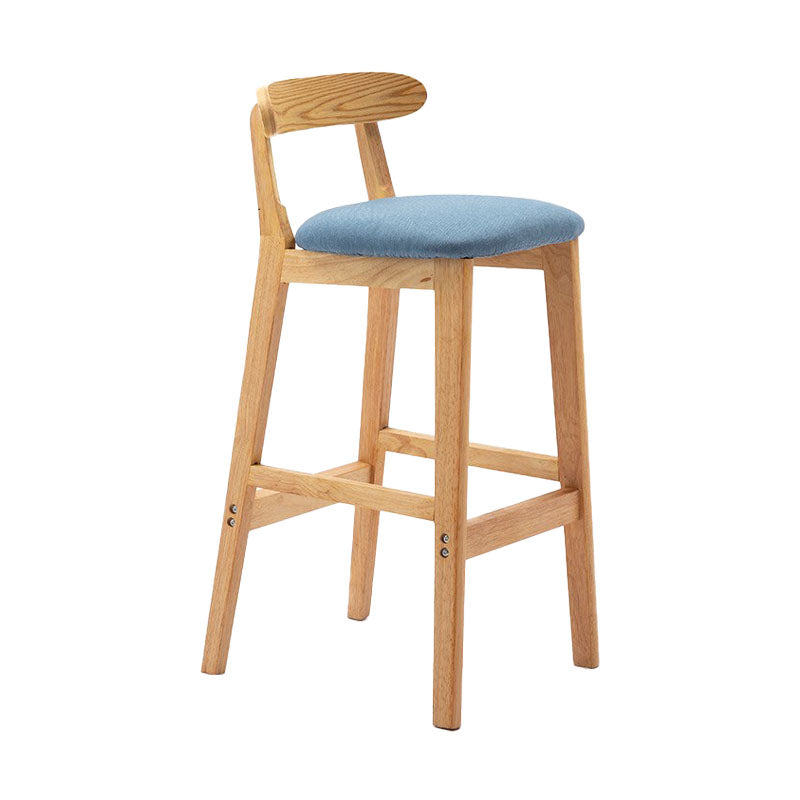 Scandinavian Rubberwood Home Barstool Matte Finish Upholstered Stool Sky Blue 1 Piece Clearhalo 'Bar Furniture' 'Bar Stools' 'bar_stools' 'Furniture' 'furniture_bar_stools' 'Kitchen & Dining Furniture' 4939965