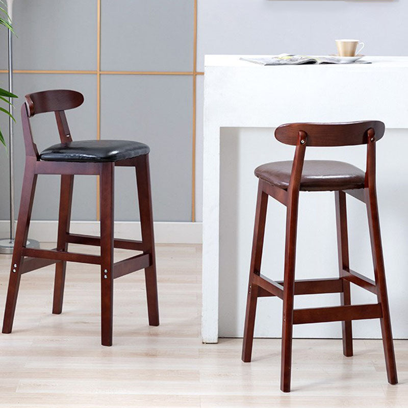 Scandinavian Rubberwood Home Barstool Matte Finish Upholstered Stool Clearhalo 'Bar Furniture' 'Bar Stools' 'bar_stools' 'Furniture' 'furniture_bar_stools' 'Kitchen & Dining Furniture' 4939967