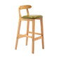 Scandinavian Rubberwood Home Barstool Matte Finish Upholstered Stool Green 1 Piece Clearhalo 'Bar Furniture' 'Bar Stools' 'bar_stools' 'Furniture' 'furniture_bar_stools' 'Kitchen & Dining Furniture' 4939968
