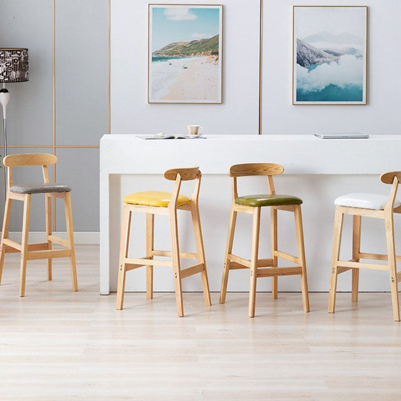Scandinavian Rubberwood Home Barstool Matte Finish Upholstered Stool Clearhalo 'Bar Furniture' 'Bar Stools' 'bar_stools' 'Furniture' 'furniture_bar_stools' 'Kitchen & Dining Furniture' 4939969