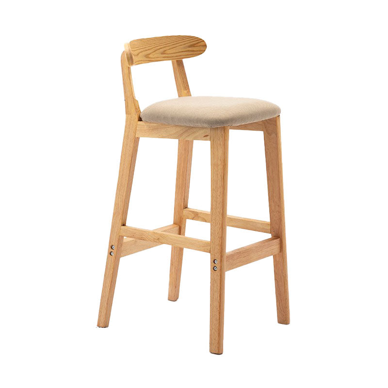 Scandinavian Rubberwood Home Barstool Matte Finish Upholstered Stool Khaki 1 Piece Clearhalo 'Bar Furniture' 'Bar Stools' 'bar_stools' 'Furniture' 'furniture_bar_stools' 'Kitchen & Dining Furniture' 4939970